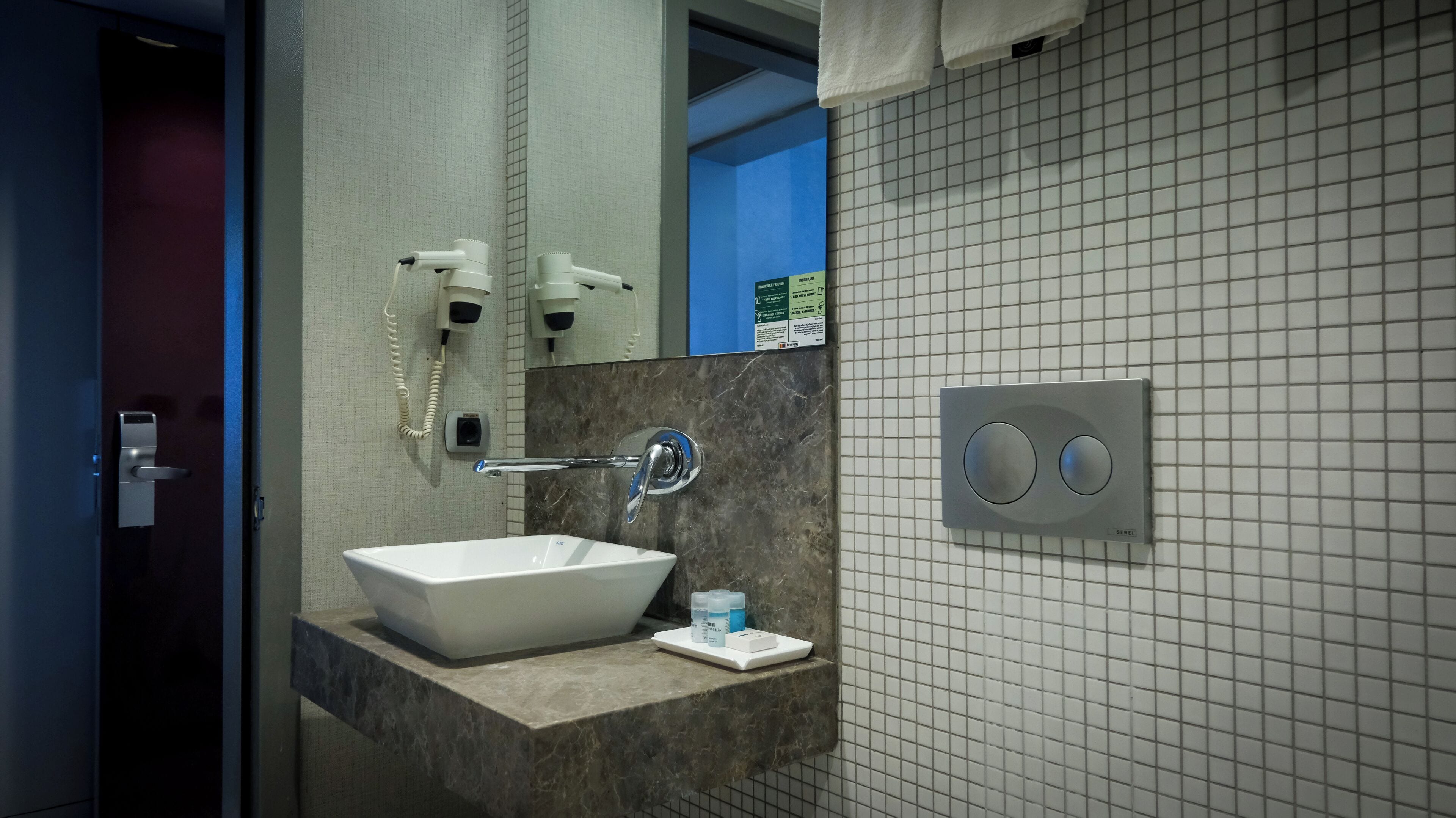 Shower, free toiletries, hair dryer, slippers