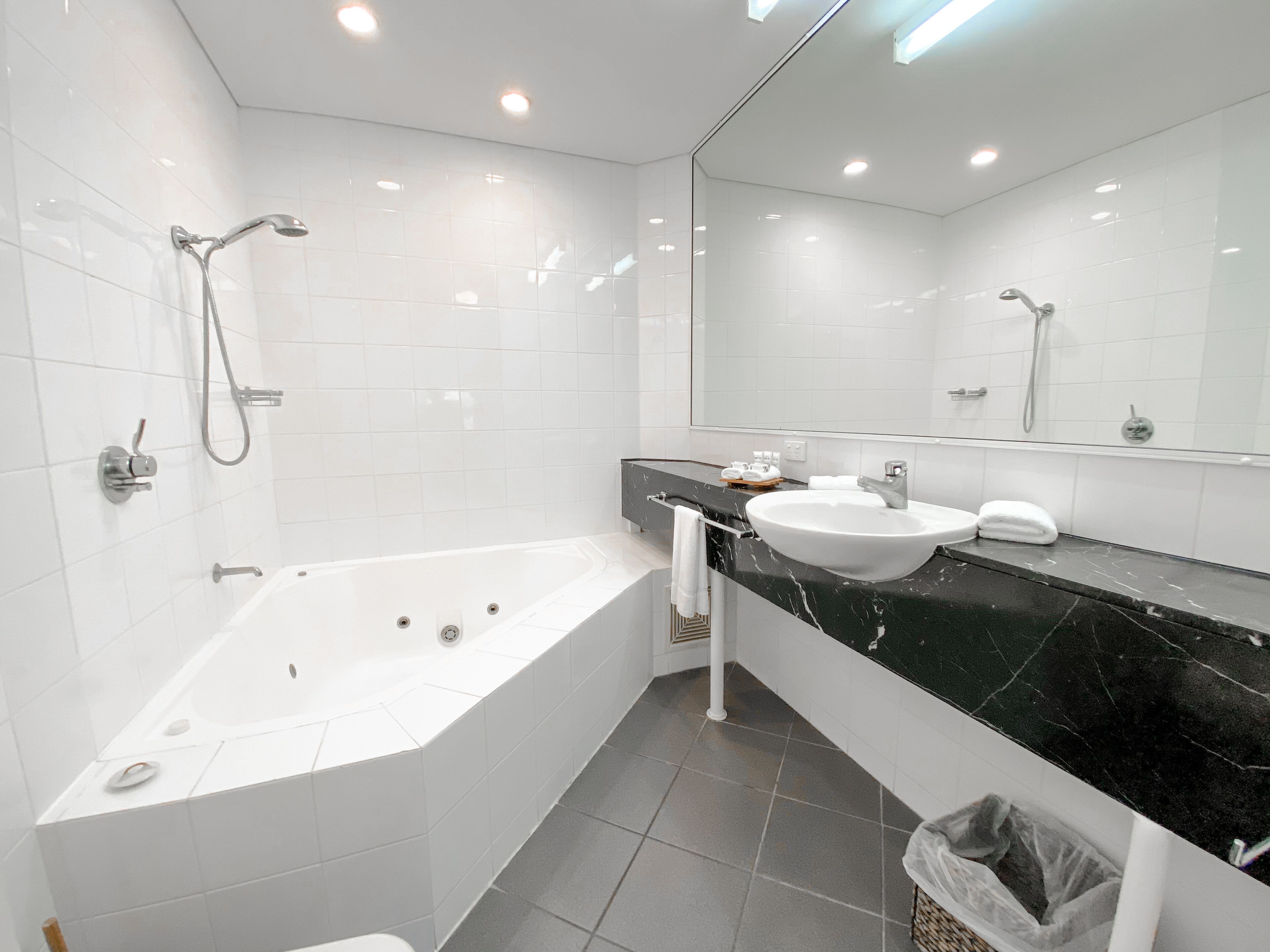 3 bed/2 bath | bathroom | designer toiletries, hair dryer, towels, soap
