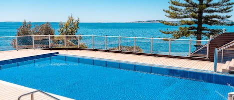 Outdoor pool, open 6:30 AM to 10 PM, sun loungers