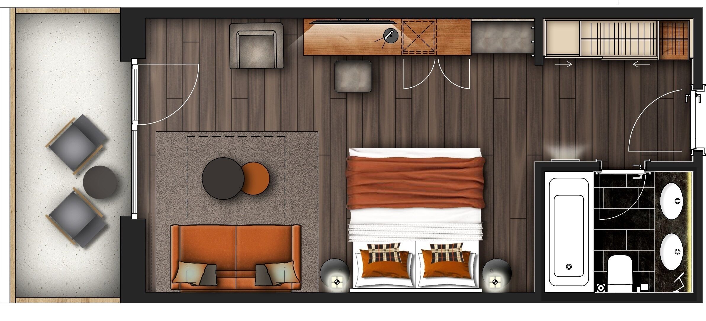 superior double room with balcony and matterhorn view | floor plan