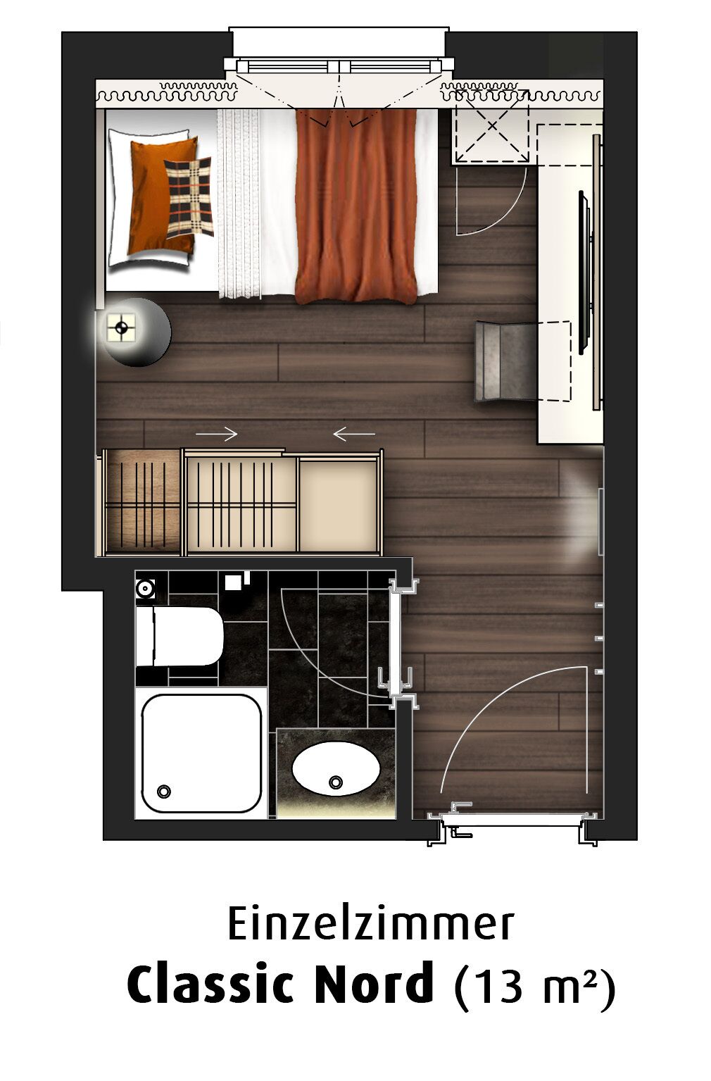 cosy single room to the north side | floor plan