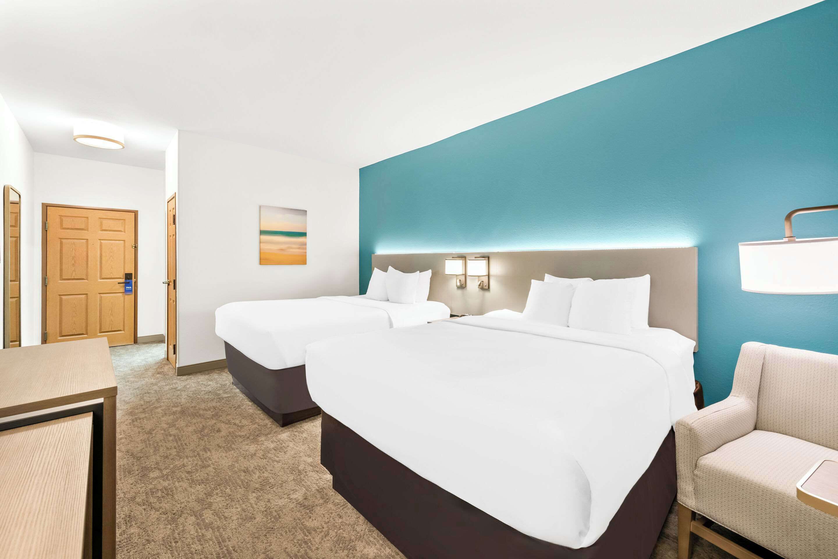 standard room, 2 queen beds, non smoking | desk, laptop workspace, iron/ironing board, free cots/infant beds