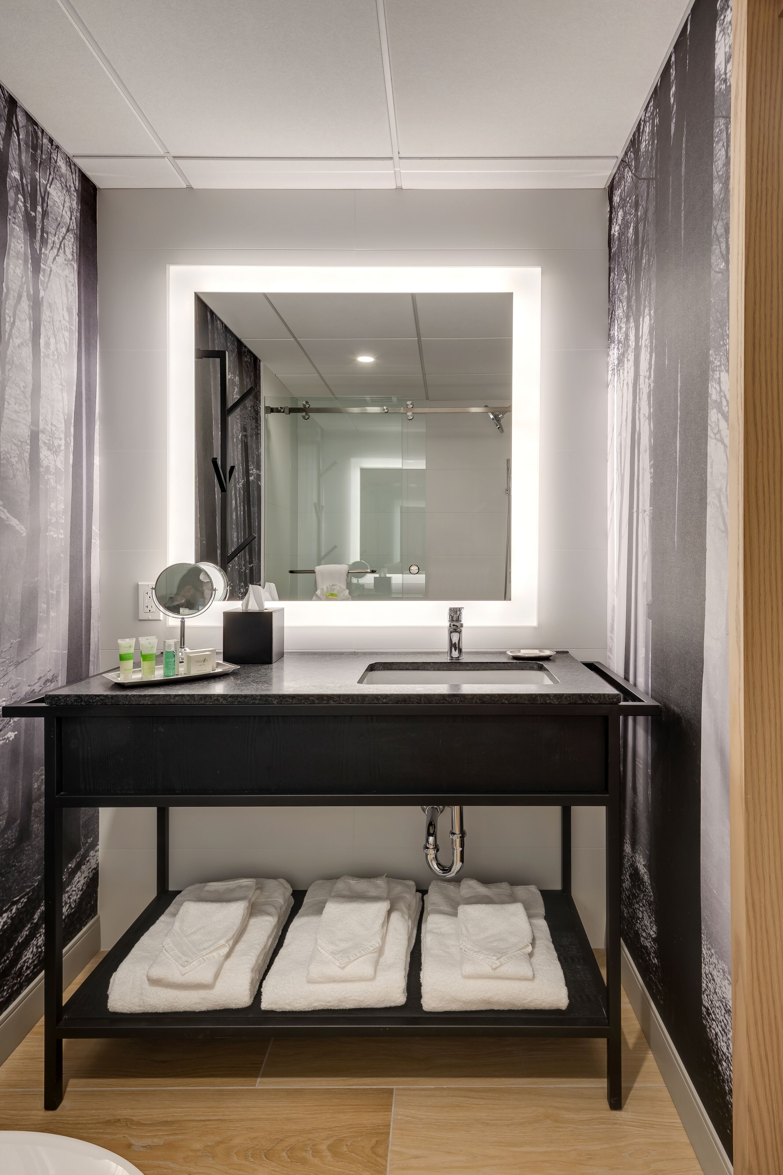 loft suite | bathroom | eco-friendly toiletries, hair dryer, towels, soap