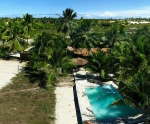 Outdoor pool, sun loungers