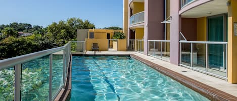 Outdoor pool, sun loungers