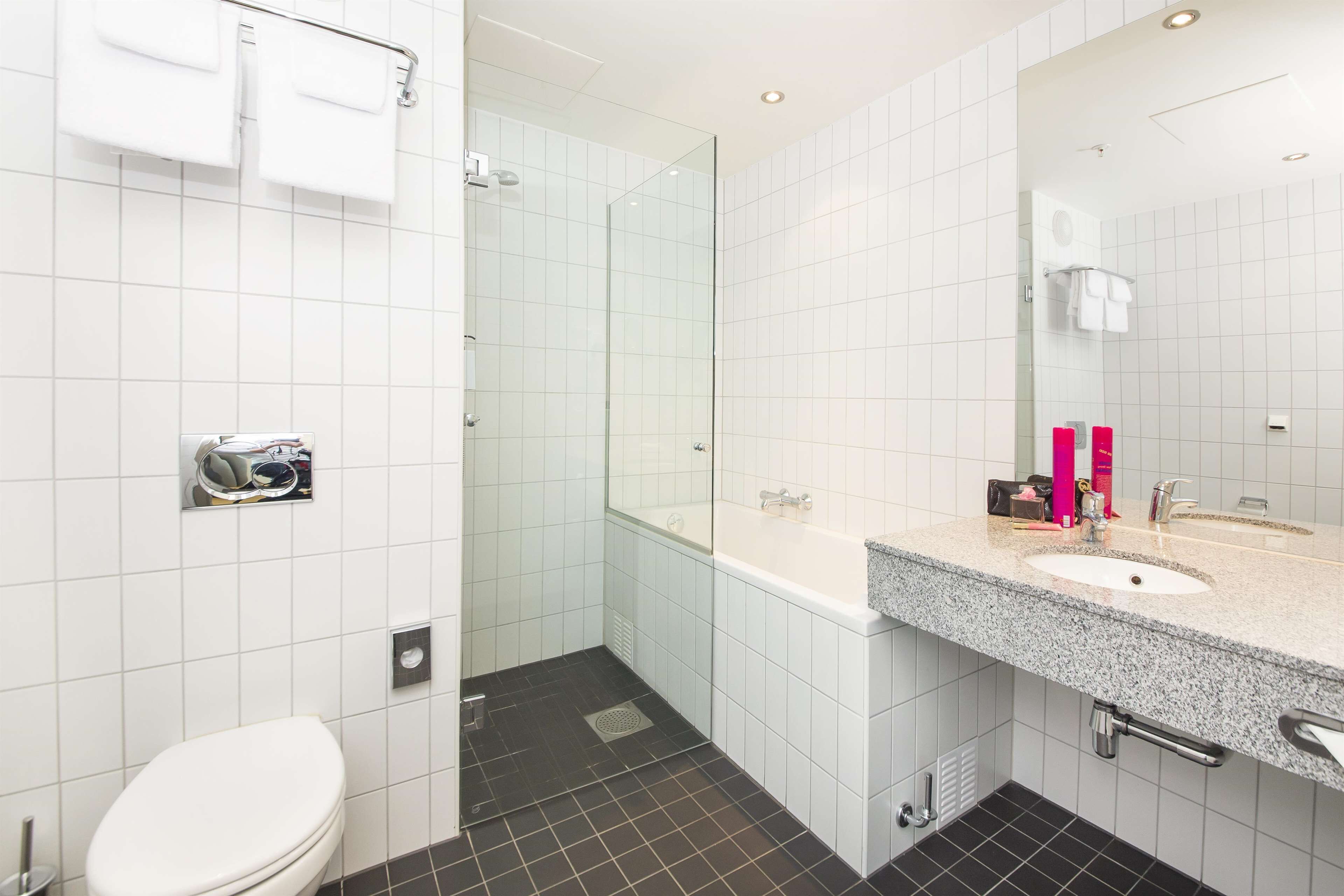 free toiletries, hair dryer, towels