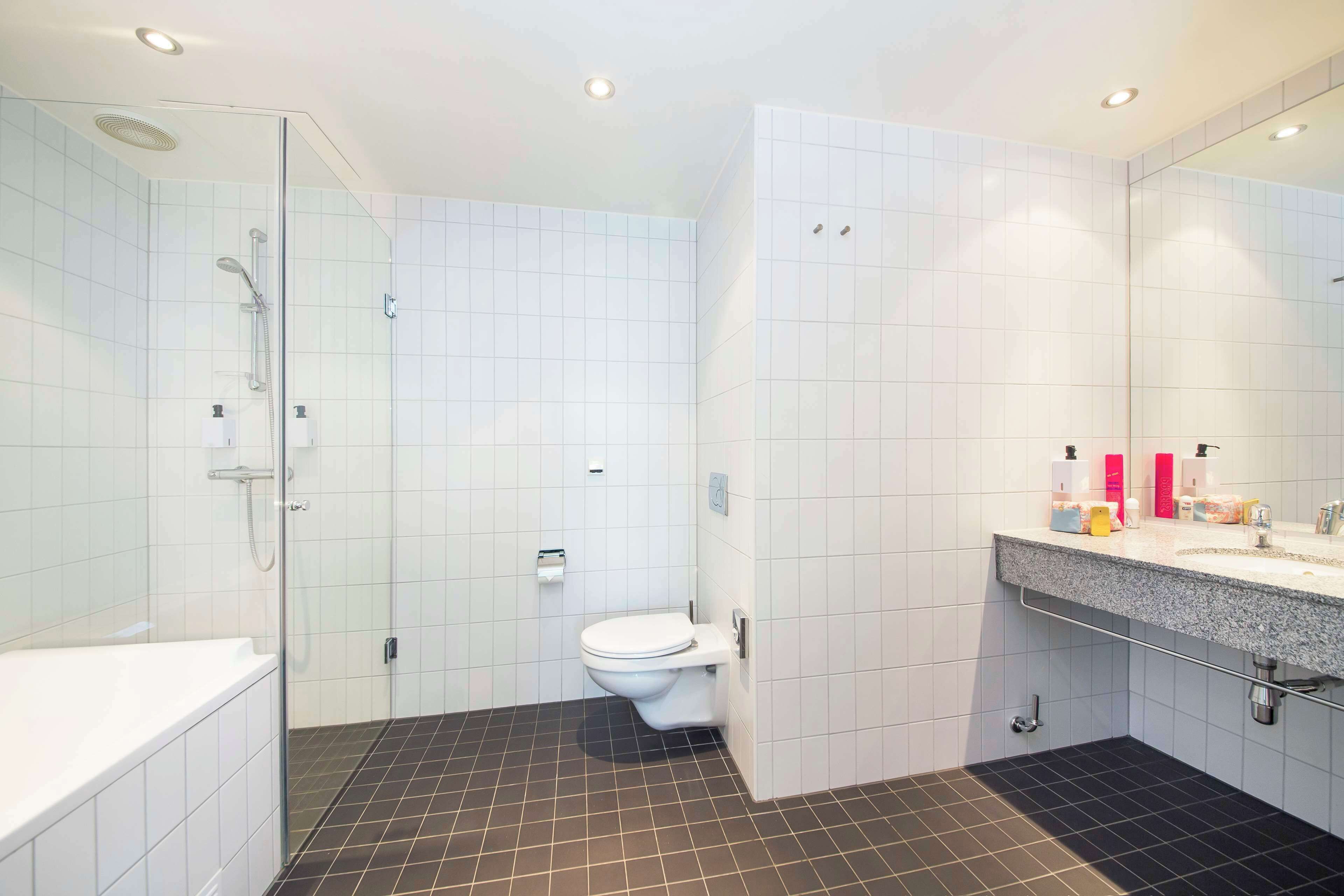 free toiletries, hair dryer, towels