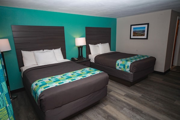 Room, 2 Double Beds, Non Smoking | Desk, iron/ironing board, free WiFi, bed sheets - Relax Inn (Bradford)