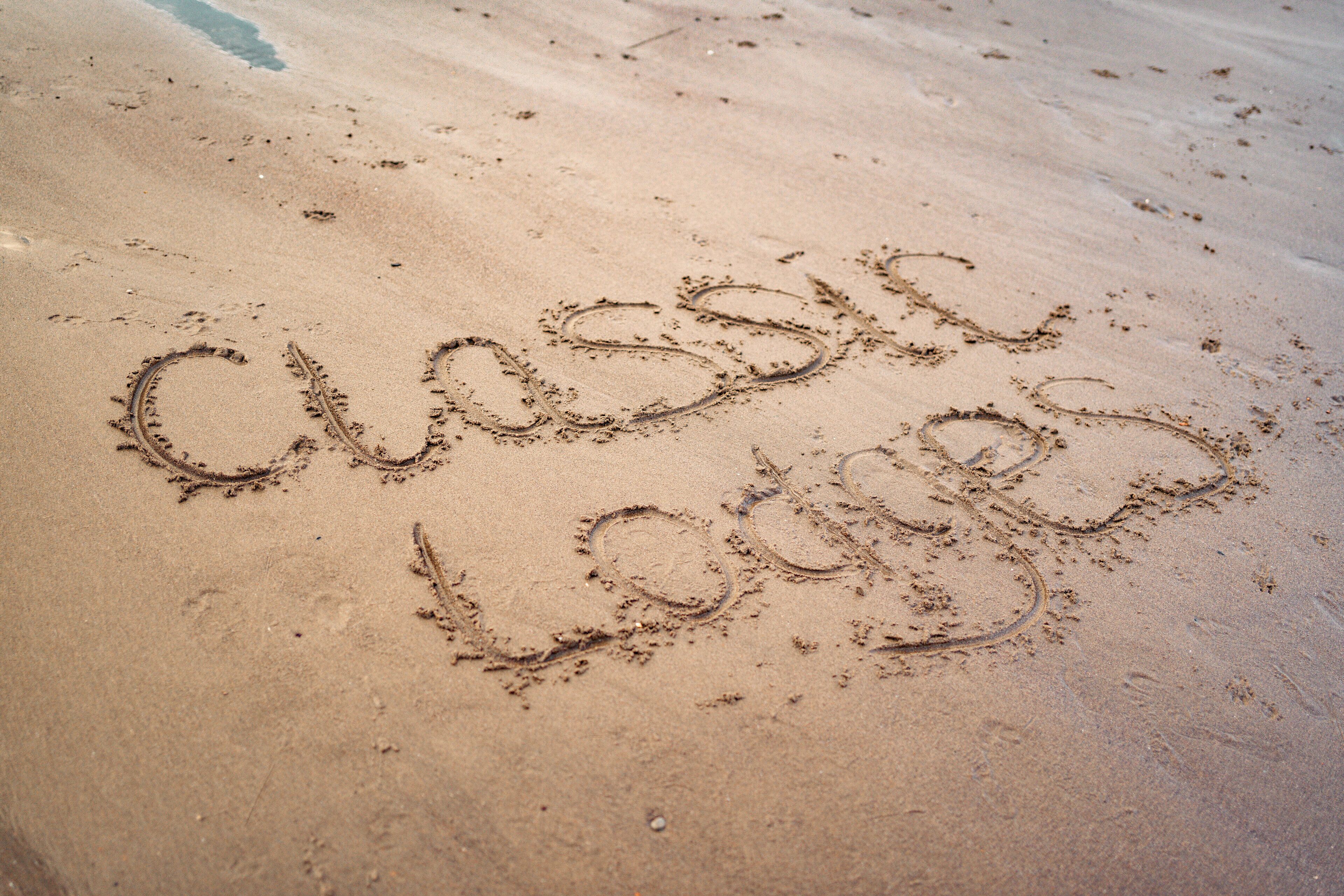 Sand with the words "Classic Lagoon" written in it.