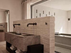 Suite, Private Pool, Beachfront (Suite) | Bathroom | Free toiletries, hair dryer, bathrobes, slippers