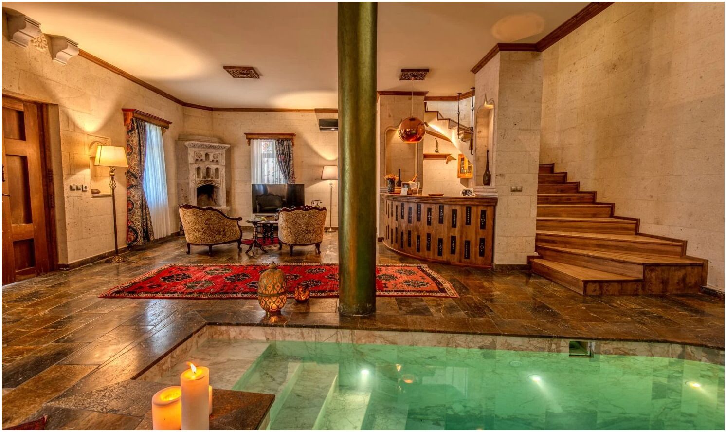 The Konak Pool Suite | 高档床上用品、Select Comfort 床、迷你吧、客房内保险箱