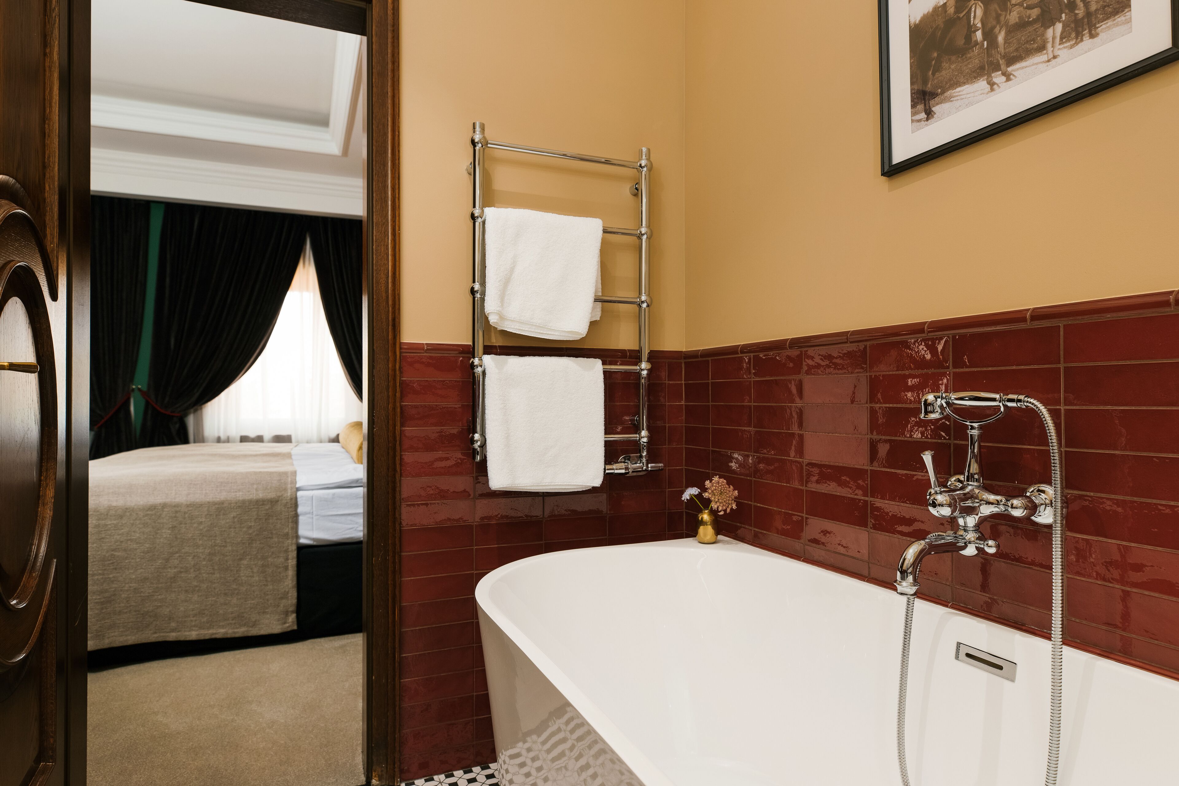 presidential suite | bathroom | combined shower/bathtub, designer toiletries, hair dryer, dressing gowns