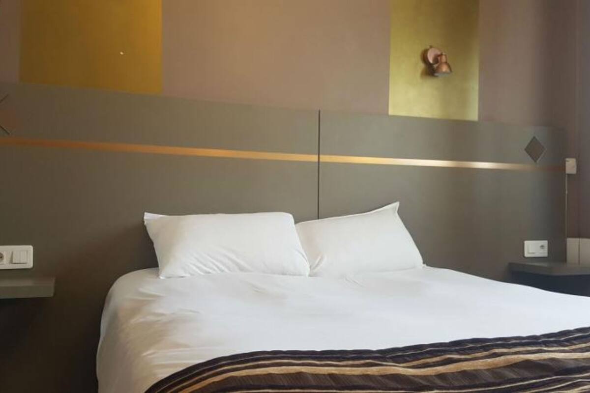 premium bedding, desk, blackout curtains, soundproofing