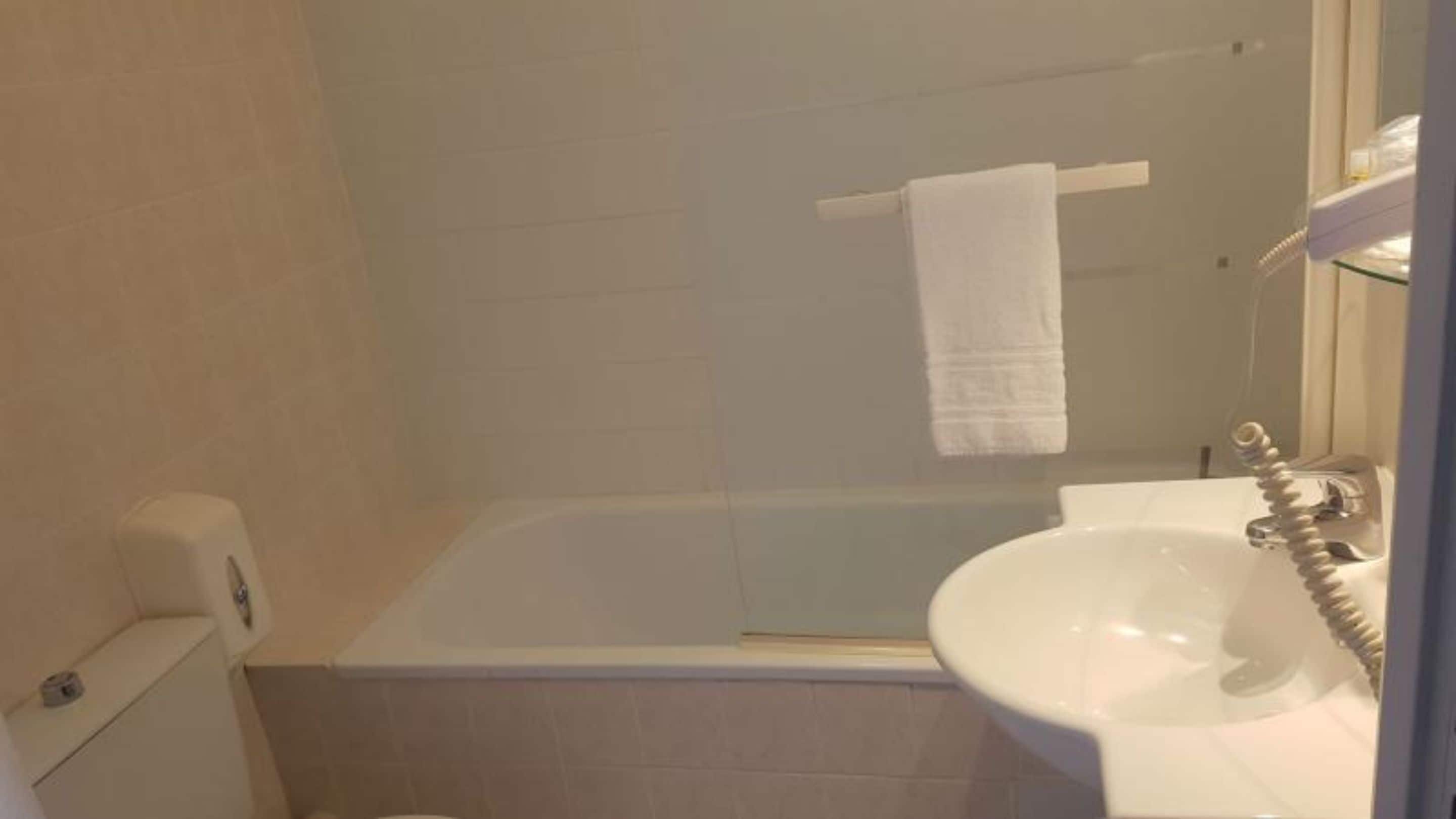 free toiletries, hair dryer, towels