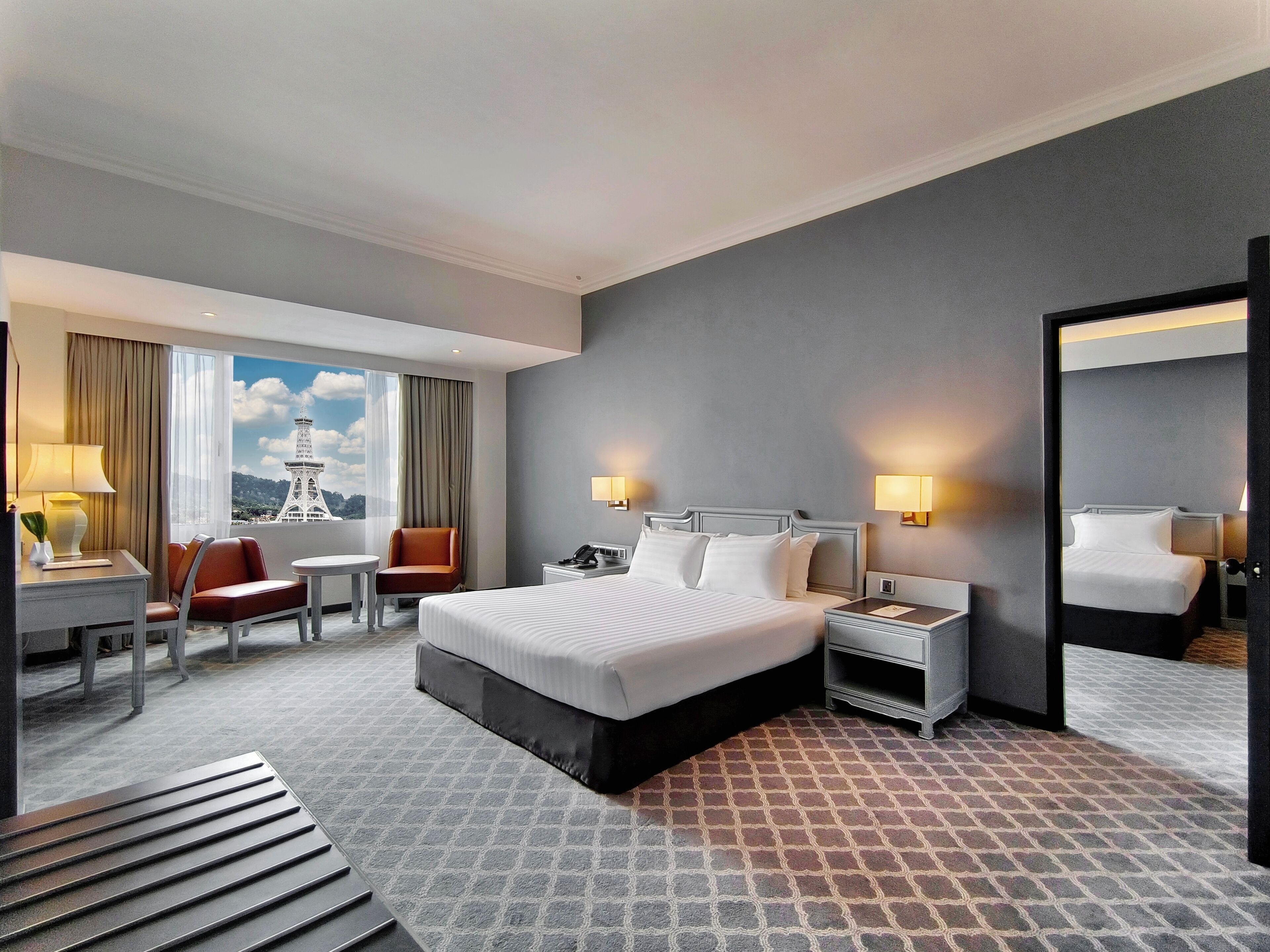 1 slaapkamer, een kluis op de kamer, een bureau, een laptopwerkplek