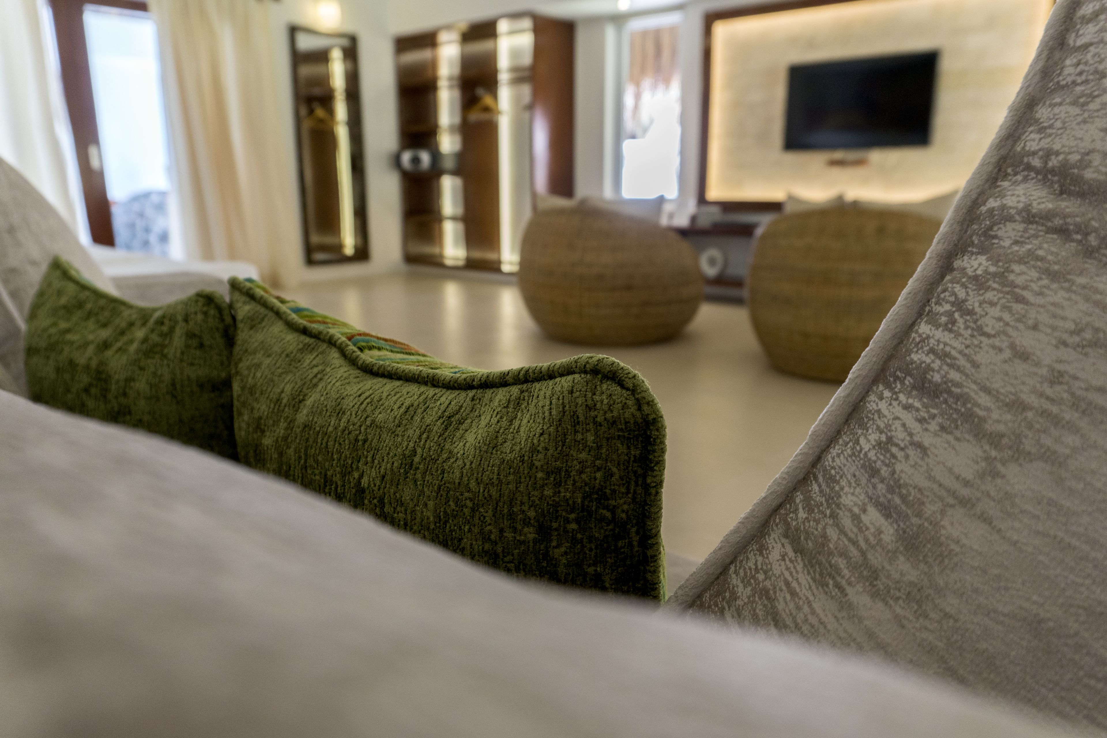 premium suite | living area | 40-inch flat-screen tv with cable channels, tv