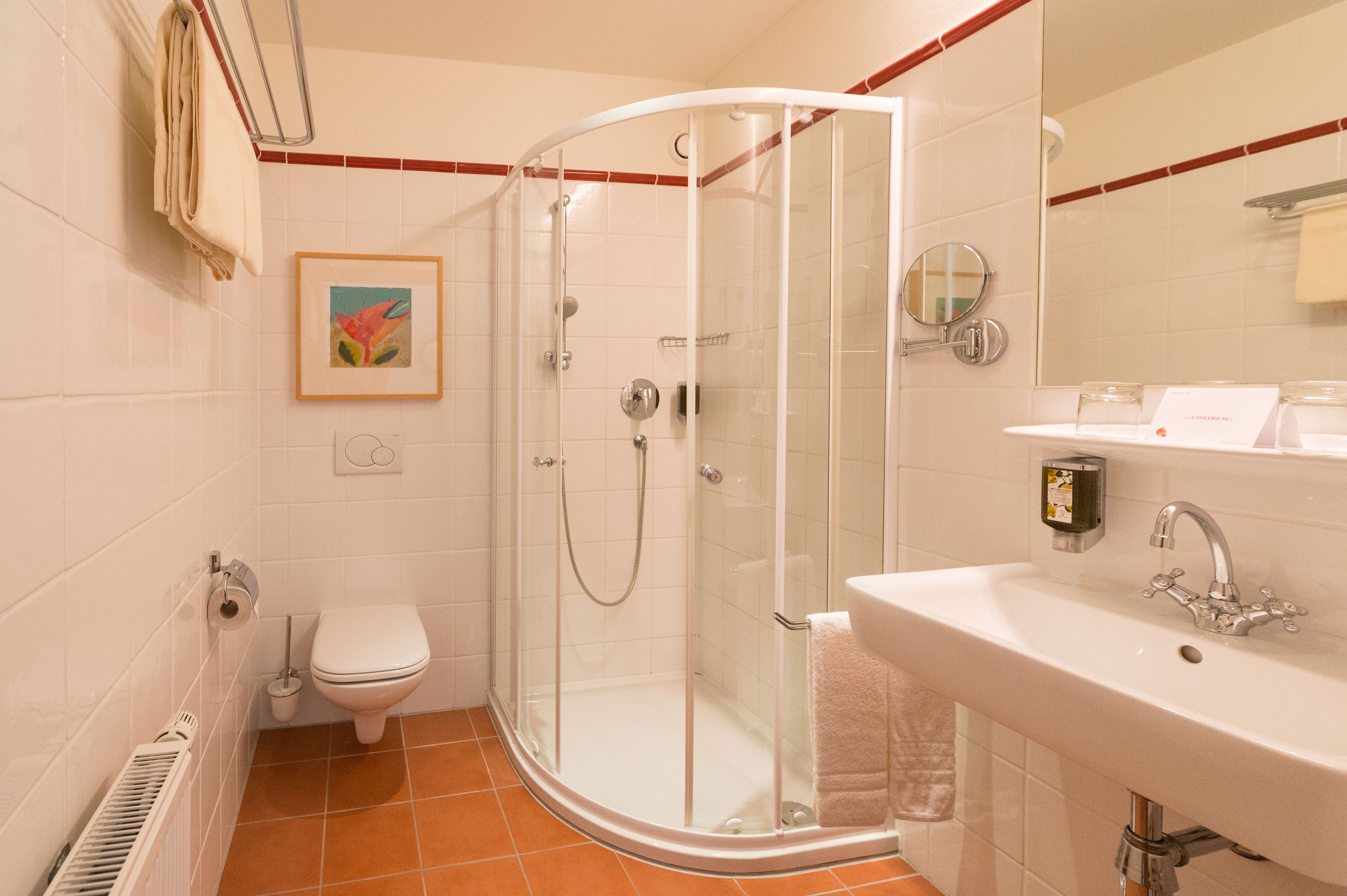 hair dryer, bathrobes, towels