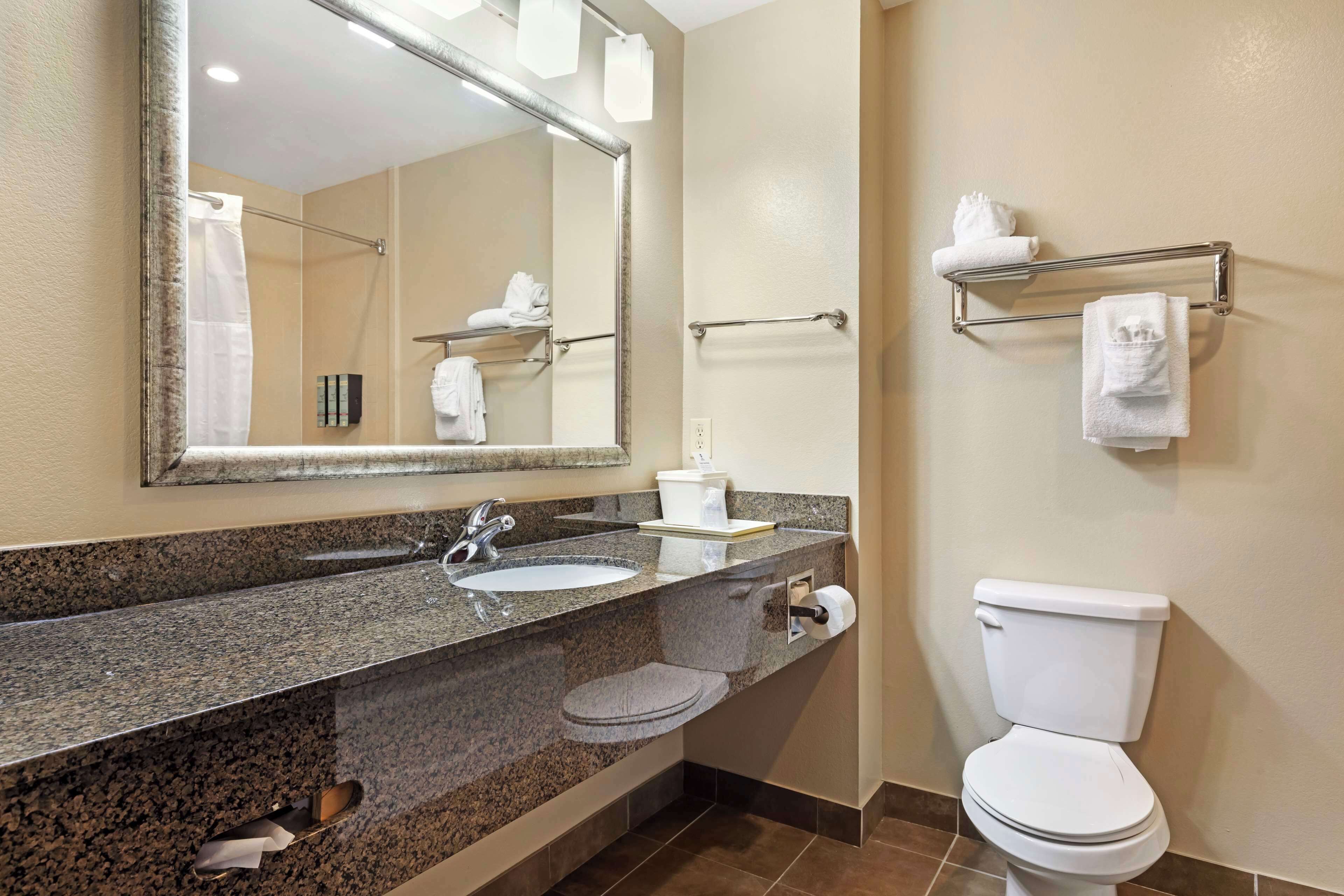 suite, 1 king bed with sofa bed, non smoking, refrigerator & microwave (with sofabed) | bathroom | combined shower/bathtub, hair dryer, towels