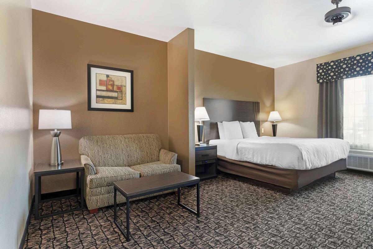 suite, 1 king bed with sofa bed, accessible, refrigerator & microwave (with sofabed) | pillow-top beds, desk, iron/ironing board, free wifi