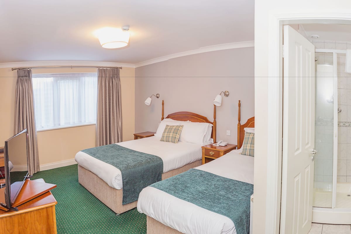 Twin Room | Desk, iron/ironing board, bed sheets
