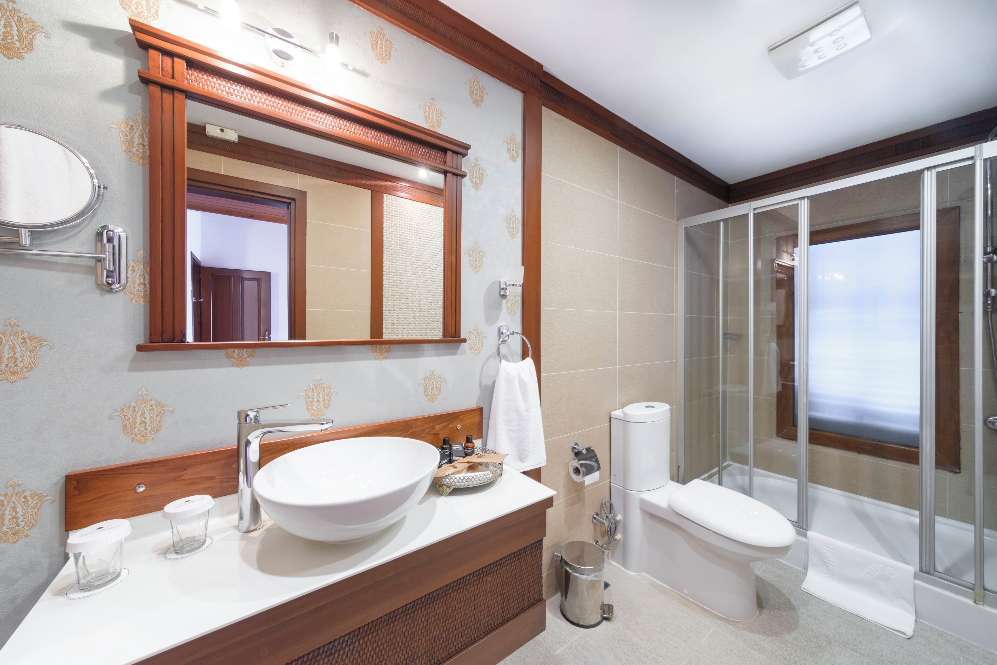 superior double room | bathroom | shower, rainfall showerhead, designer toiletries, hair dryer