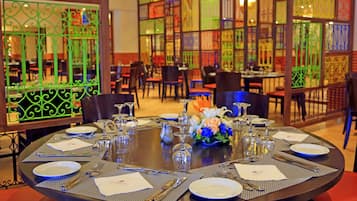 Breakfast, lunch, dinner served; international cuisine, pool views