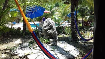 Outdoor pool, pool loungers