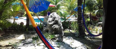 Outdoor pool, sun loungers
