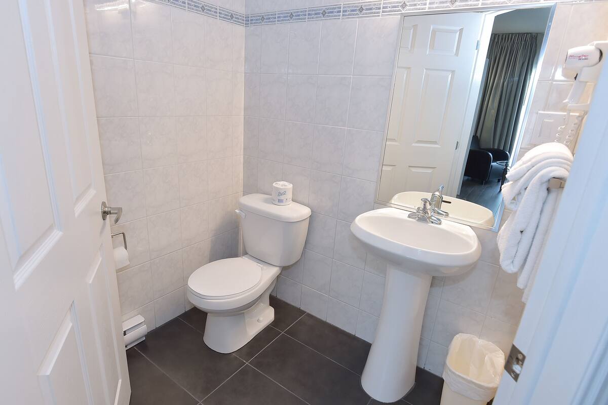 pavillon section - family apartment, 2 queen beds, balcony, river view | bathroom | jetted bath, free toiletries, hair dryer, bathrobes