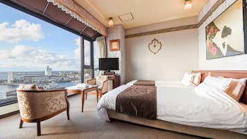 Chambre Deluxe avec lits jumeaux, vue mer | Couette en duvet d'oie, coffres-forts dans les chambres, bureau