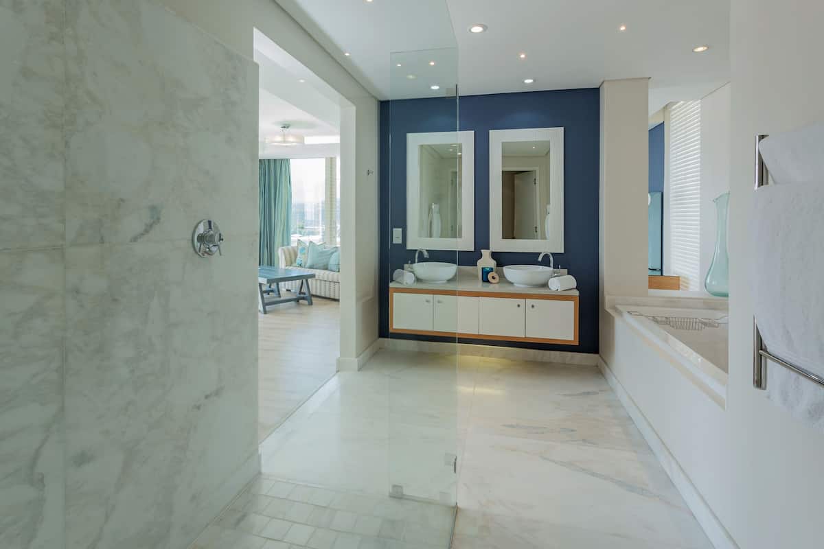 partial sea facing suite | bathroom | separate bathtub and shower, free toiletries, hair dryer, bathrobes