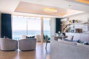 Penthouse, Patio, Ocean View | Living area | 43-inch Smart TV with satellite channels