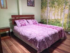 Escritorio, tabla de planchar con plancha, wifi gratis y ropa de cama 