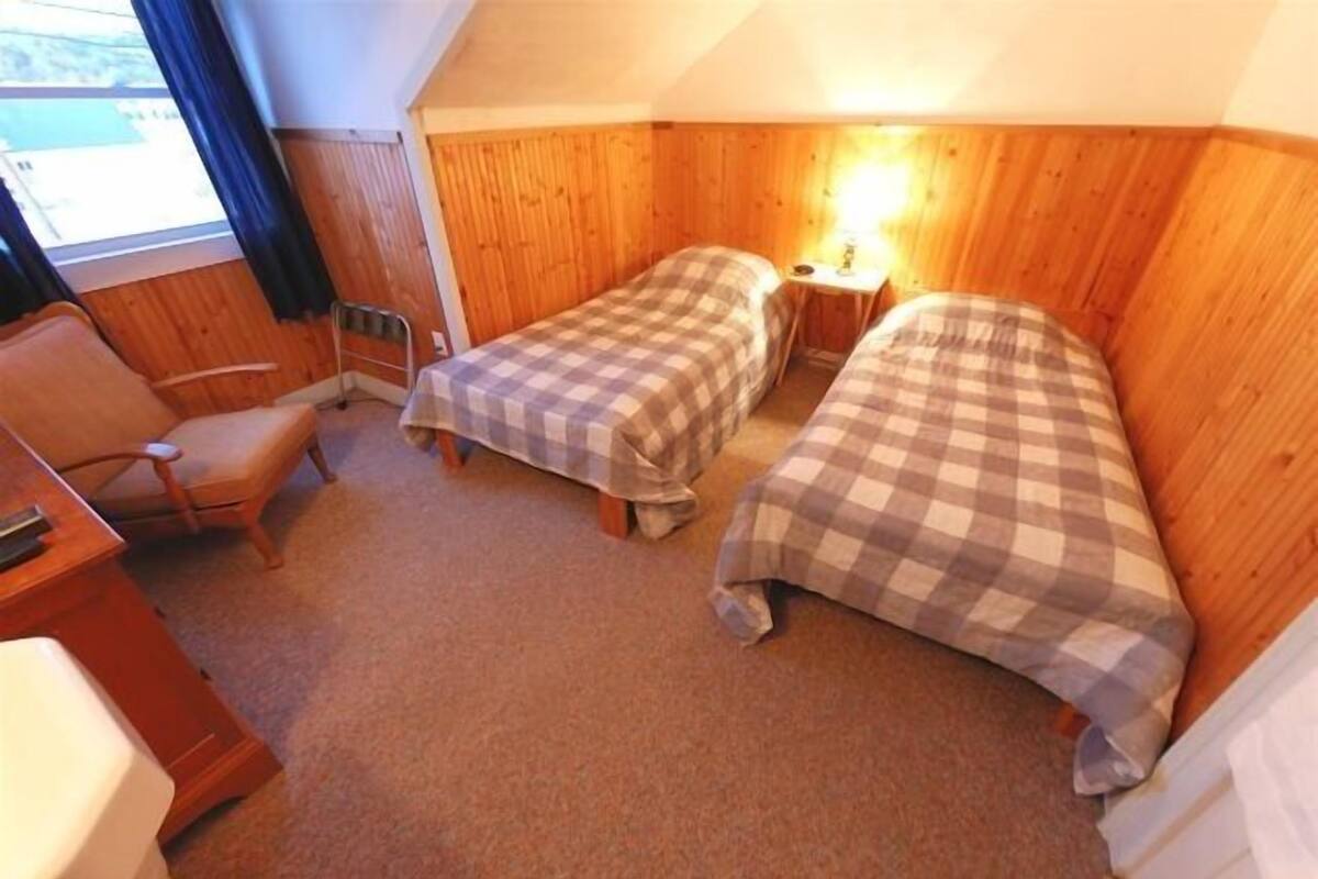 Two Twin Bed Room With Private Bathroom (Pets not allowed) | Blendingsgardiner, wi-fi (inkludert), vekkerklokke og sengetøy