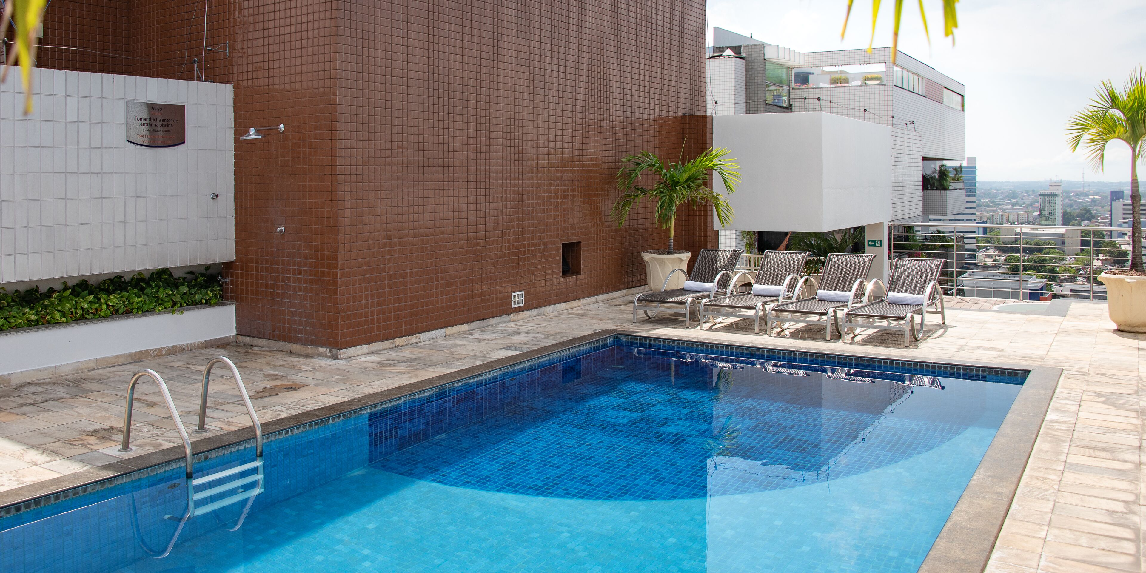 outdoor pool, pool loungers