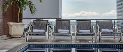 Outdoor pool, pool loungers