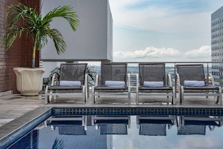 Outdoor pool, sun loungers