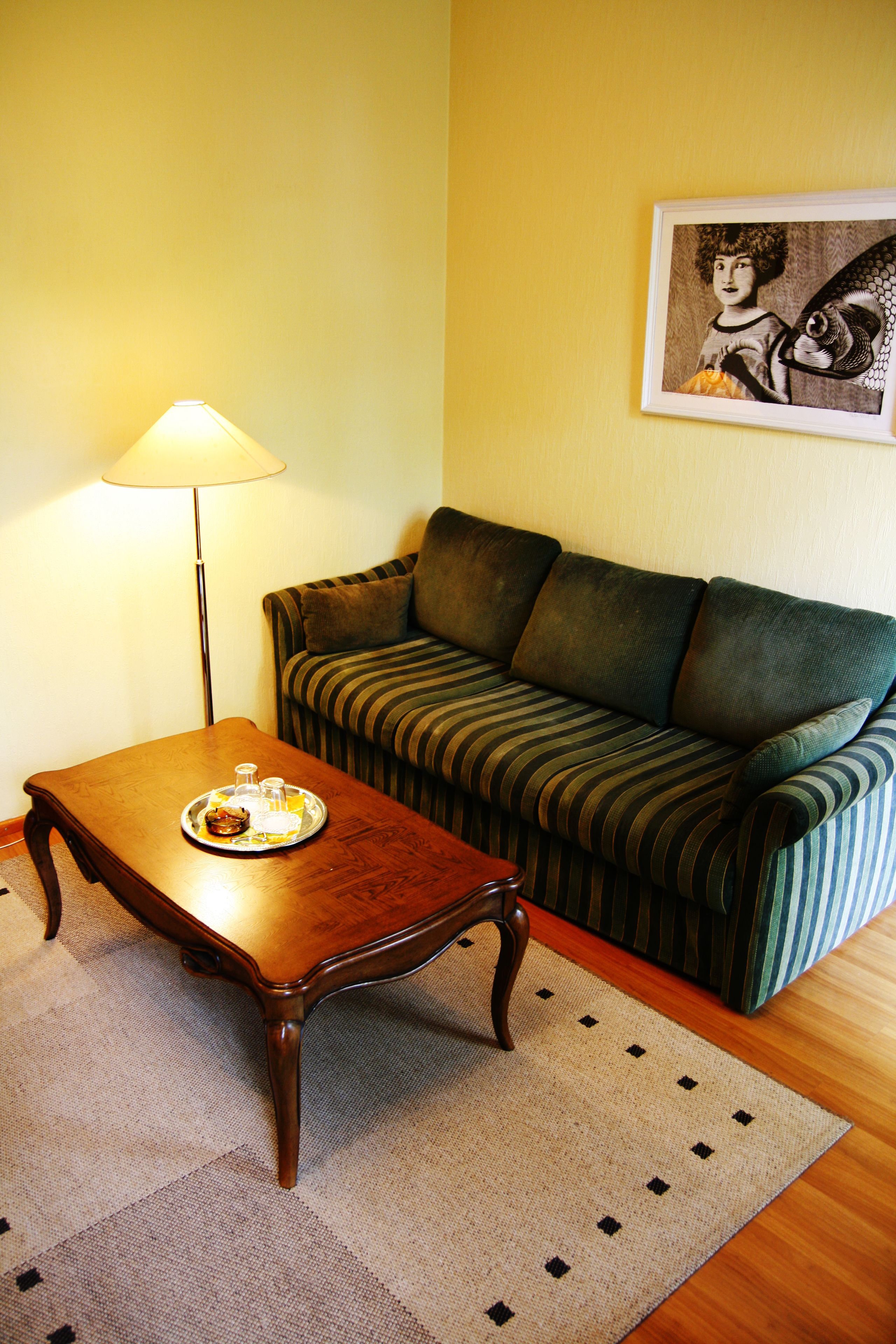 Suite - terrasse | Pengeskab på værelset, skrivebord, strygejern/strygebræt