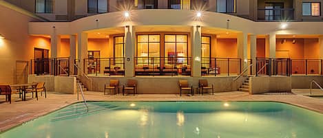 Outdoor pool, pool umbrellas