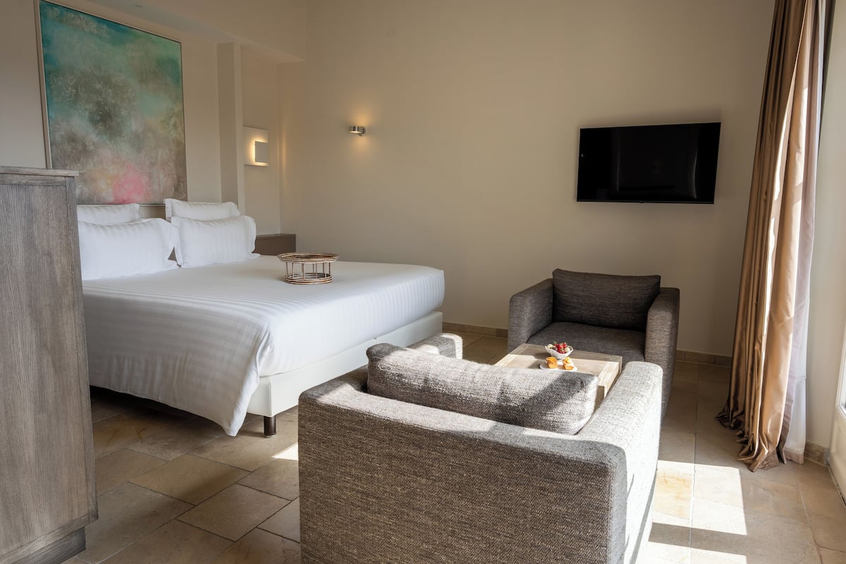 1 bedroom, Egyptian cotton sheets, premium bedding, down comforters