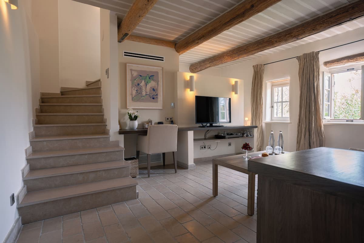 Classic Suite | Living area | 70-cm flat-screen TV with satellite channels, books, pay movies