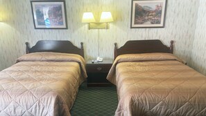 Standard Room, 2 Double Beds | Desk, laptop workspace, blackout drapes, iron/ironing board