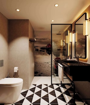 Dusche, kostenlose Toilettenartikel, Haartrockner