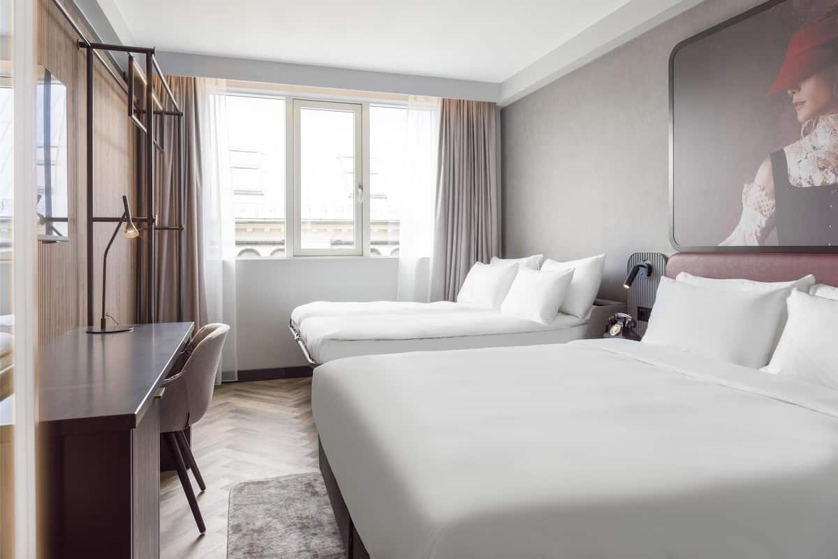 In-room safe, desk, laptop workspace, blackout drapes