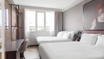 In-room safe, desk, laptop workspace, blackout curtains