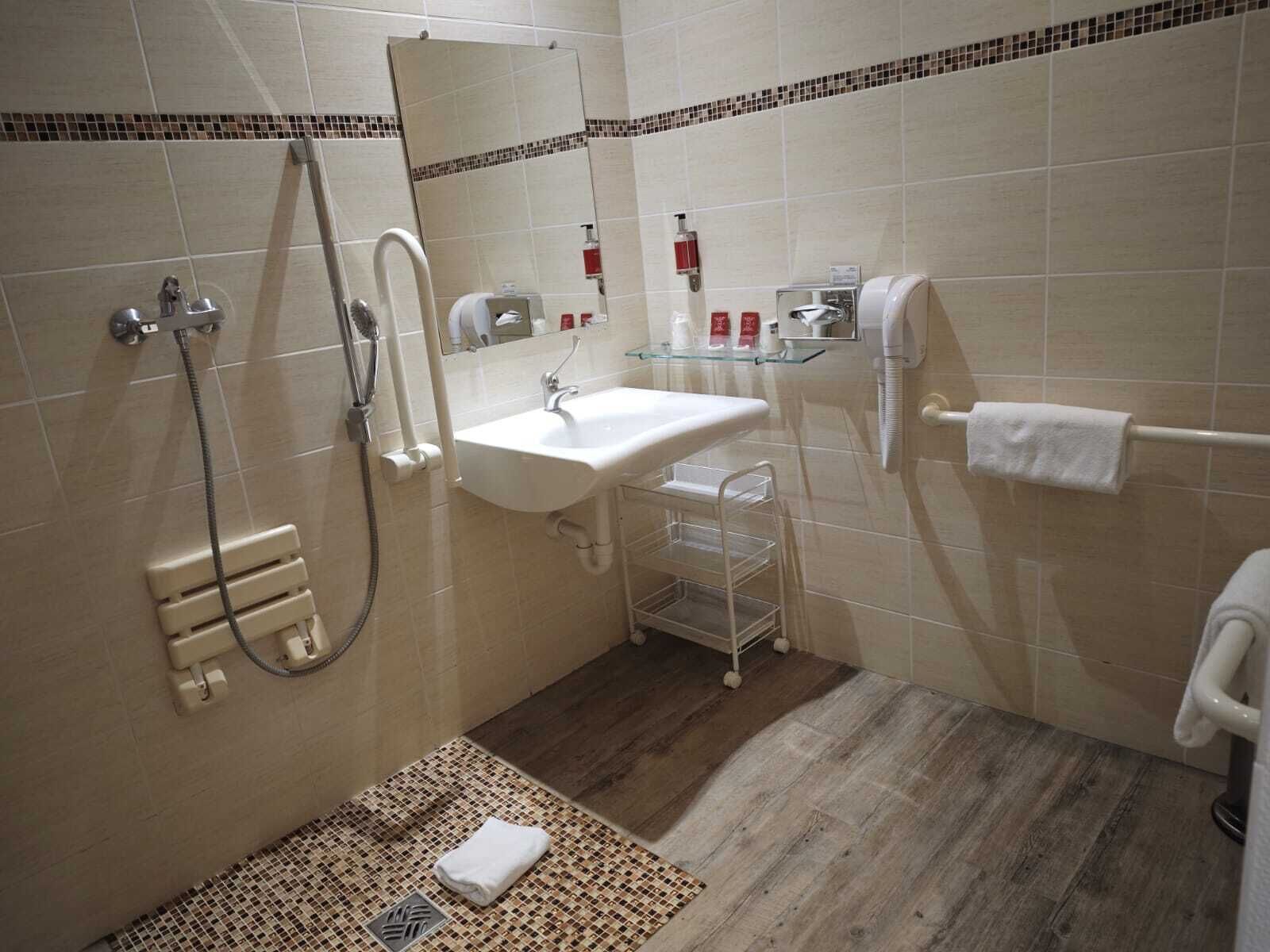classic double room, 1 double bed, accessible to people with reduced mobility | bathroom | towels