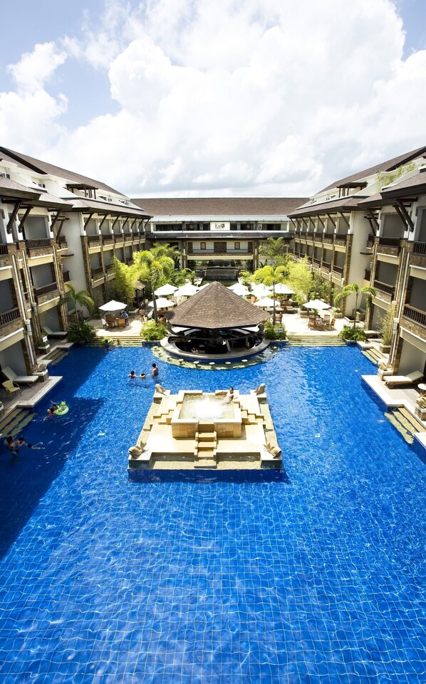3 outdoor pools, open 8:00 AM to 9:00 PM, pool umbrellas, sun loungers