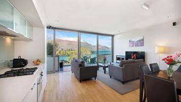 Lake View Two Bedroom Apartment with Balcony and Two Bathrooms | Living area