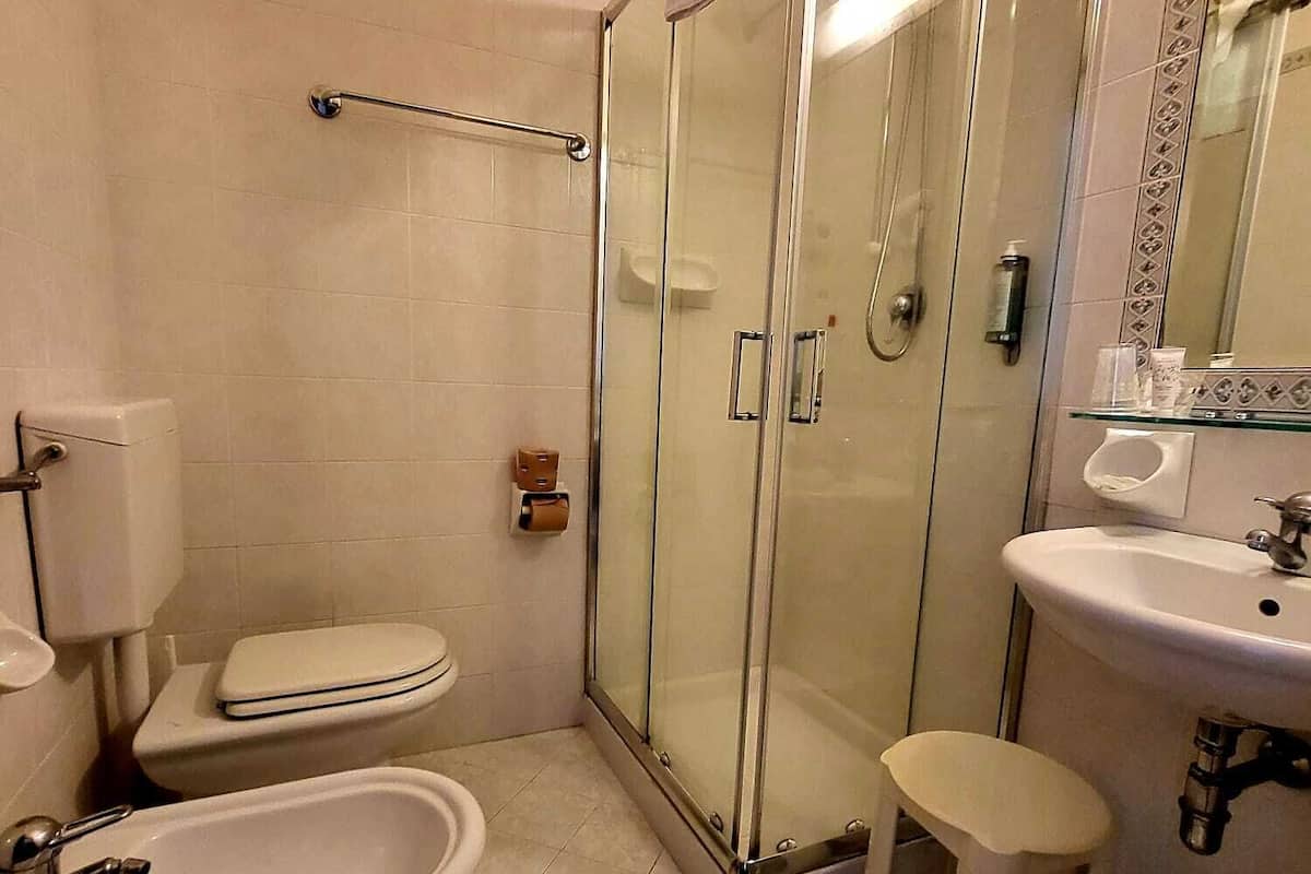 rainfall showerhead, free toiletries, hair dryer, bidet