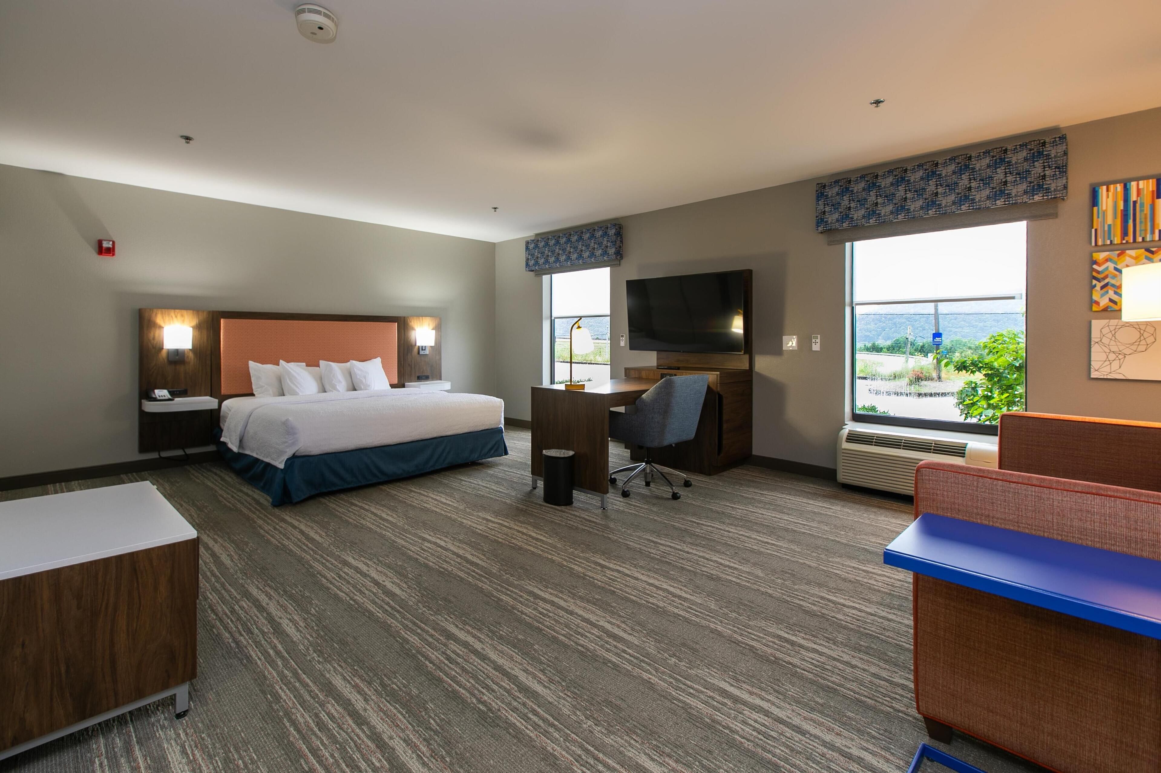 room, 1 king bed, accessible, non smoking | in-room safe, desk, laptop workspace, blackout curtains